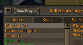 RuneProfile occupying the Collection Log's top-left button